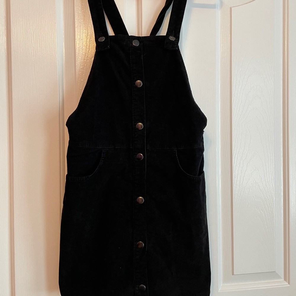 Zara Black Corduroy Overall Dress